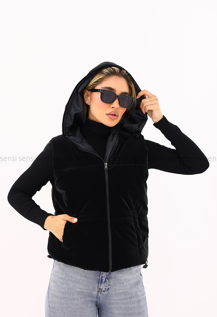 پافر آستر دار زنانه کوتاه سیلیکونی کلاه دارکد1006676
